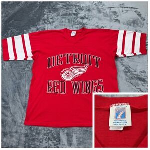 Vintage 80s Detroit Red Wings Logo 7 Single Stitch Jersey Shirt Mens XL USA NHL